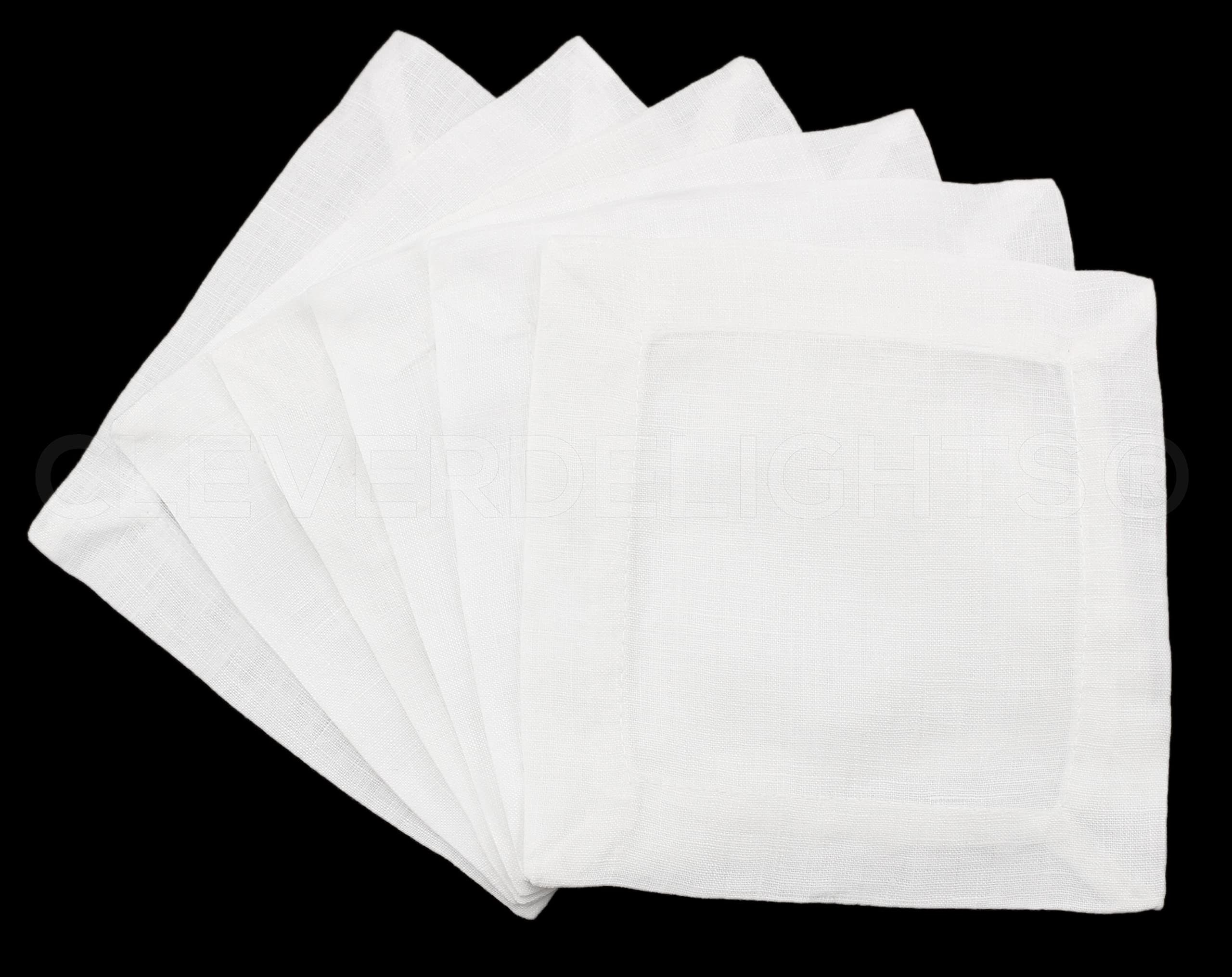 Amazon | 12 CleverDelights White Linen Cocktail Napkins - 15cm x